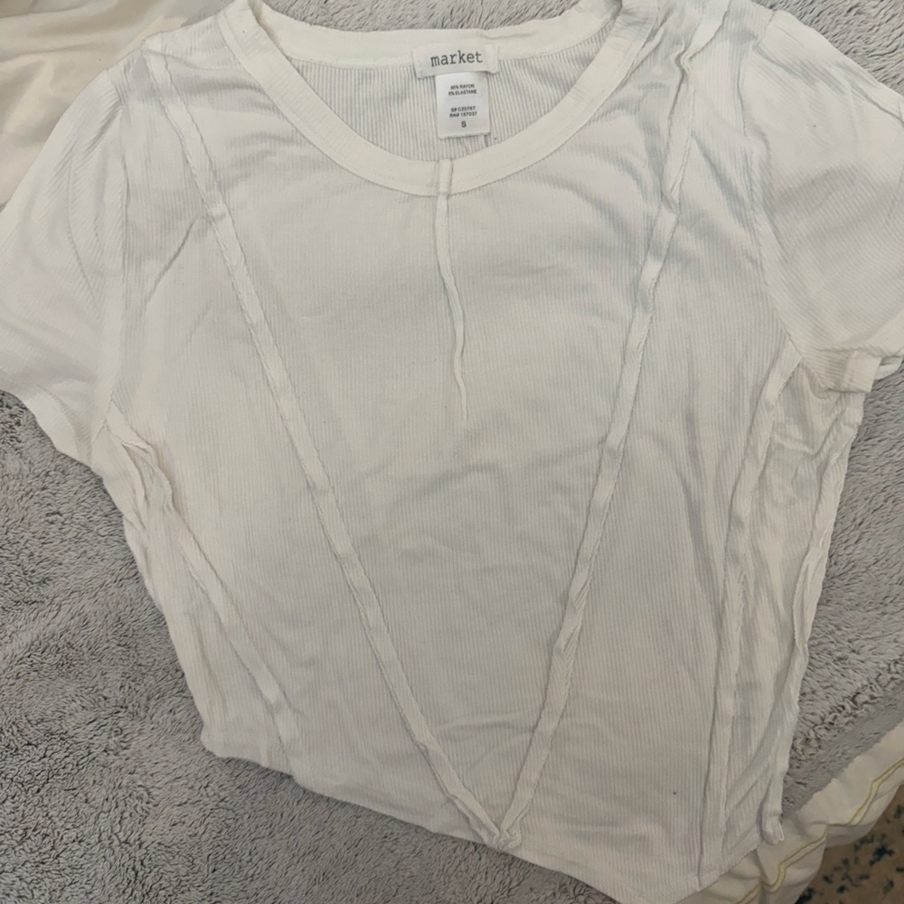 Arket Ribbed White Short Sleeve Tee
